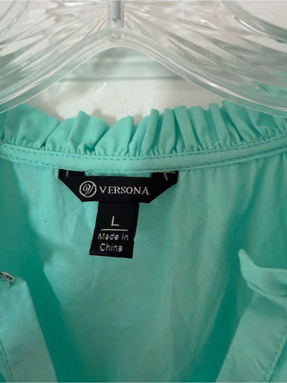 Versona Seafoam Ruffle Neck Blouse - Picture 5 of 7